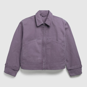 Custom Logo Streetwear Heavy <b>Canvas</b> <b>Jacket</b> Men's Vintage Washed Cotton <b>Work</b> Cargo <b>Jacket</b> Cropped Boxy Fit Casual Outerwear - Product Image 4