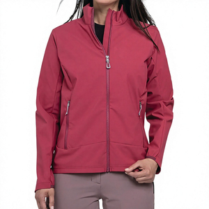 Chaqueta Softshell Roja Carmesí Personalizada para Mujer, Resistente al Viento, con Cuello Alto y Cierre Completo, Venta al Por Mayor, Proveedor OEM - Product Image 3