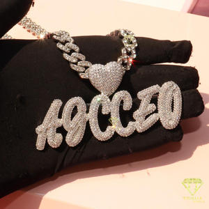 Personalized Hip Hop <b>Name</b> Pendant Moissanite Diamond Necklace Bling Cuban <b>Chain</b> Jewelry Gift - Product Image 6