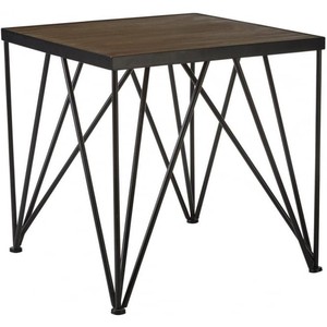 Table d'appoint industrielle en métal et bois |   Design de tambour brun rustique |   Vente en gros - Product Image 2