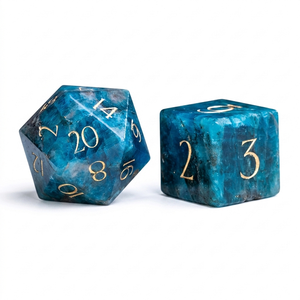 High quality stone dice crystal Blue Apatite natural crystal reiki healing gemstones Engraved custom dice set Vikings - Product Image 2