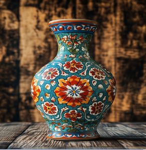 แจกันเซรามิคลายดอกไม้สีเหลืองอาทิตย์ คอแจกันทรงหยัก ของตกแต่งทันสมัยราคาขายส่ง - Product Image 4