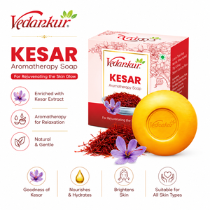 Vedankur Kesar Aromatherapy <b>Soap</b> Bar Kesar Extract Cake-Shaped Antiseptic Oil Control for Rejuvenating Skin Glow Suitable for - Product Image 2