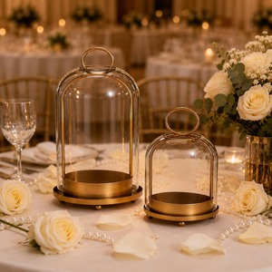 Porte-bougie cloche en verre le plus vendu avec base décorative pour la décoration de la maison, les mariages et la table, disponible au meilleur prix - Product Image 4