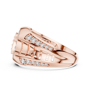 Ensemble de bagues pour homme FORTUNA HALO en diamant de laboratoire, or rose 18 carats plaqué rhodium, style minimaliste de luxe, pour mariage, fiançailles, soirée, usage quotidien - Product Image 2