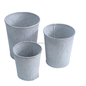 Maceta de Metal de Diseño de Lujo con Flores Pintadas a Mano en Azul Retro para Jardín, Hogar y Restaurante, Accesorios Florales para Plantas - Product Image 3