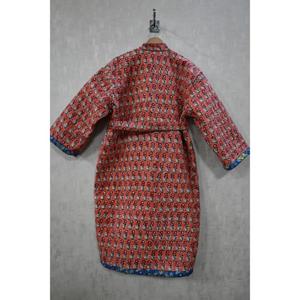 Lavinas - Chaqueta Kimono Acolchada de Algodón con Estampado Artesanal Indio para Mujer, Bata de Baño Suave y Transpirable para Invierno, Estilo Boho con Cuello en V y Estampado Floral - Product Image 5