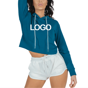 Women's Cropped Hoodie Modern Casual Fit Long Sleeve Pullover Hooded Sweatshirt Urban Street Style <b>Crop</b> <b>Top</b> - Product Image 2