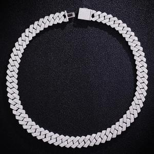 Premium Fine <b>Mens</b> Silver Material Custom Link <b>Chain</b> Necklace Silver Plated Round Cut Moissanite Hiphop Style Jewelry Accessories - Product Image 1