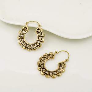 Boucles d'oreilles créoles squelette plaqué or antique, style punk, bijoux de mode unisexe en alliage - Product Image 5