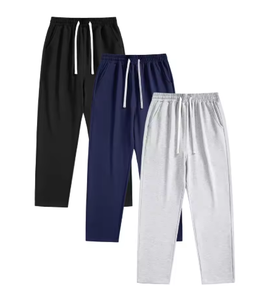 Pantalones Deportivos de Corte Recto para Hombre, Cintura Elástica con Cordón, Tejido de Poliéster/Algodón, Resistentes al Viento, Casuales para Uso Diario - Product Image 1
