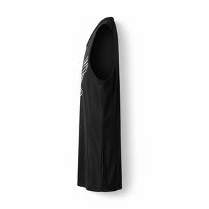 Débardeur de sport pour homme en gros – Col rond, respirant, écologique, séchage rapide, en tissu tricoté uni polyester/coton - Product Image 3