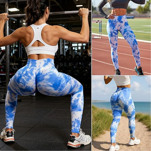 Leggings de Yoga de Cintura Alta para Mujer, Teñidos con Técnica Tie Dye, Largos, Elásticos, Tejidos, Ropa Deportiva, Pantalones Activos - Product Image 6