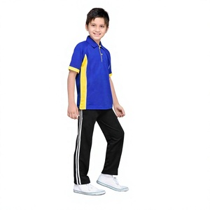 Custom Design Boys Solid Polo T-Shirt and Pants Set Polyester Short Sleeve Sports Uniform with SMART FABRIC for School - Product Image 4