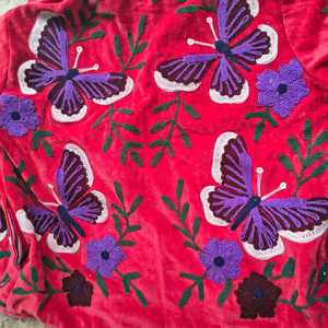 <b>Unique</b> Eye Catching Folk Inspired look Handmade Jacket Butterfly Embroidered Suzani Velvet Coat Perfect Bohemian <b>Gift</b> <b>For</b> <b>Her</b> - Product Image 6