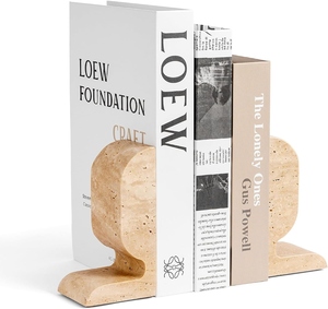 Minimalist Wooden Bookends Irregular Shape Sculptural Design 2Pcs Natural Wood Handicraft Desk Decor - Product Image 5