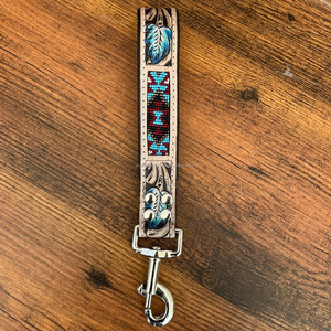 Nuevo lujo cuero genuino sin enredos mango acolchado tráfico plomo retráctil mano tooled cuentas correas para perros con gancho antideslizante - Product Image 2