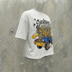 Snowgrace Cartoon Car Print Men's Short Sleeve T-Shirt Regular Fit O-Neck Cotton Jersey Casual Style - Product Image 4