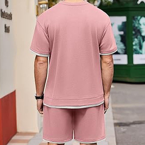 ชุดเซ็ตเสื้อยืดและกางเกงขาสั้นสองชิ้นสำหรับผู้ชาย พิมพ์โลโก้ได้ตามต้องการ ผ้าฝ้าย แห้งเร็ว เหมาะสำหรับเล่นกีฬา - Product Image 5