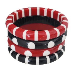 Nuevo Juego de Brazaletes de Resina Clásicos Rojos, Blancos y Negros, Diseño Circular, Forma Redonda, Joyería de Moda, Elegante, Regalo para Mujer, Fiesta - Product Image 1