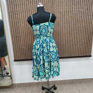 Vestido Midi Bohemio Estampado Geométrico para Mujer, Corte en A, Cintura Imperio, 100% Seda, Estilo Casual - Product Image 2