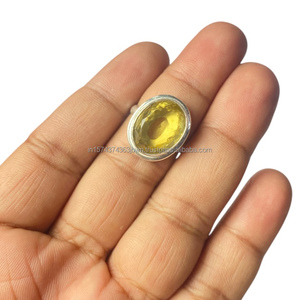 Anillo fino de Plata de Ley 925 hecho a mano, diseño indio clásico para boda o fiesta, bisel de corte ovalado, citrino, suministros al por mayor - Product Image 3