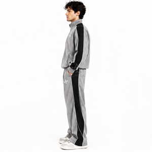 Chándal Estampado Sostenible Azul y Gris para Hombre, de Alta Demanda, con Cremallera Completa, Cuello Alto, Ajuste Holgado, Ropa Casual con Bolsillos Laterales - Product Image 6