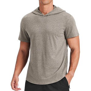 เสื้อฮู้ดแขนสั้นผู้ชาย เสื้อยิม น้ำหนักเบา แห้งเร็ว เสื้อฮู้ดออกกำลังกายสำหรับออกกำลังกาย ฟิตเนส เทรนนิ่ง วิ่ง - Product Image 1