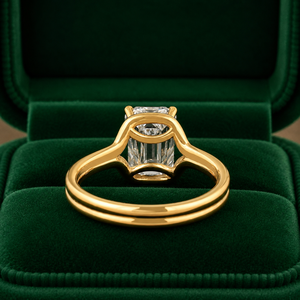 Bague de fiançailles solitaire en diamant de laboratoire taille émeraude, bague en or à double sangle, bague de mariée minimaliste, cadeau de mariage - Product Image 3