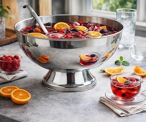 Large Stainless Steel Punch Bowl Heavy Duty Beverage Serving Bowl for Parties Weddings Events Ice <b>Drink</b> Wine <b>Cooler</b> Wholesale - Product Image 1