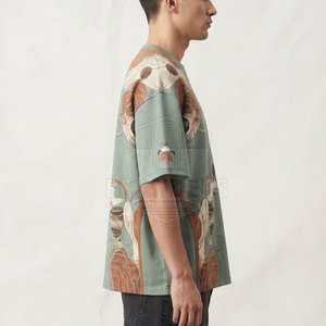T-shirts pour hommes en coton épais, coupe oversize, épaules tombantes, manches courtes, col rond, coupe ample, vêtements personnalisés, fournisseur en gros - Product Image 5