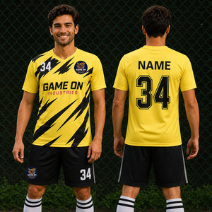 Personalized Sublimation Football Team Set Custom Football Jersey Shirt Set Design Men's Black and <b>White</b> Soccer Uniform - Product Image 1