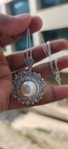 จี้มุกขาวประดับทองคำแท้ 925 เงินแท้ สร้อยคอไข่มุกเม็ดเดียว สร้อยคอแต่งงาน เครื่องประดับเจ้าสาว ของขวัญสำหรับเธอ - Product Image 3