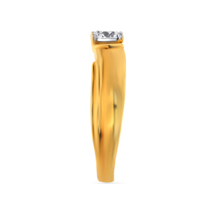 Spherical Bond <b>Men</b> Solitaire <b>Ring</b> Elegant Round Cut Diamond Look Solitaire Wedding <b>Ring</b> <b>for</b> Women in Premium Yellow Gold Plated - Product Image 4