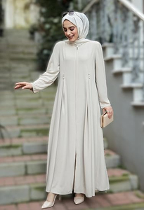 Abaya Blanca Moderna de Manga Larga, Vestido Largo y Modesto para Mujer, Uso Diario, Ligero, de Poliéster, Estilo de Medio Oriente - Product Image 5