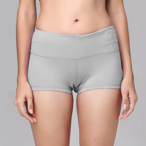 Shorts Deportivos de Cintura Alta para Mujer, Color Sólido, Tejidos, Transpirables, Cintura Elástica, Material de Spandex y Nailon - Product Image 1