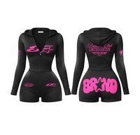 2026 TAHAD Set Baju Olahraga Wanita 2 Potong Terlaris |   Hoodie dan Celana Pendek |   Pakaian Wanita Streetwear Cetak Grafis OEM Logo Kustom
