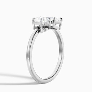 Two Stone <b>Emerald</b> Cut Moissanite 925 Sterling <b>Silver</b> Gold Plated Toi Et Moi Engagement Wedding <b>Ring</b> Claw Setting Luxury <b>Ring</b> - Product Image 4