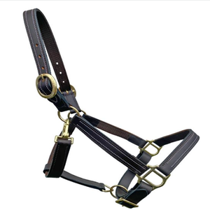 Heavy Duty Durable Double Ply Black Brown Leather Horse <b>Halter</b> with Cow softy Padding and Rust Free Brass Hardware - Product Image 4
