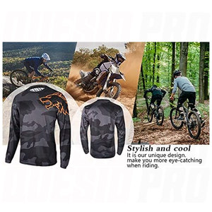 Maillots de vélo de montagne pour hommes à manches longues, jersey de motocross tout-terrain, séchage rapide, évacuation de l'humidité, respirant et léger - Product Image 4