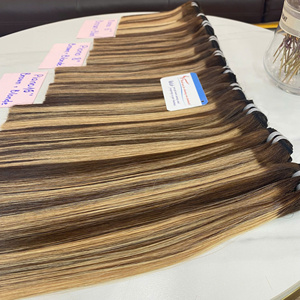 Precio al por mayor Piano Color Raw Bone recto Cabello humano Máquina Trama y cierre Extensiones de cabello Sin enredos Sin desprendimiento en stock - Product Image 5
