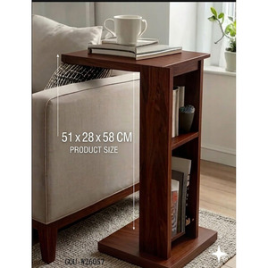 C-Shaped <b>Side</b> <b>Table</b> with 2-Tier <b>Storage</b> Shelves - Product Image 5
