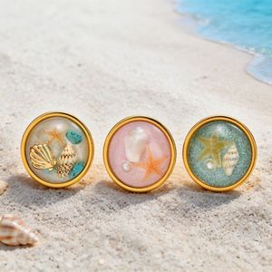 French Vintage Stainless Steel Resin <b>Ring</b> with Ocean Blue <b>Turquoise</b> Starfish Pearl for Women Summer Beach Jewelry - Product Image 3