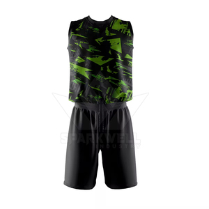 Ensemble de maillots de basket-ball sublimés personnalisés, motif géométrique noir et vert, respirant, uniforme d'équipe unisexe pour adultes avec nom et numéro personnalisés - Product Image 4