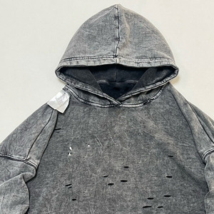 Sweat-shirt décontracté à capuche surdimensionné pour homme en coton gris French Terry avec poche, style automne - Product Image 2