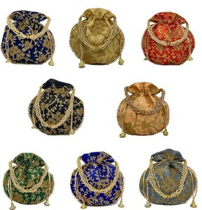 Indian Handmade Women's Embroidered Clutch Purse, Pouch, Drawstring <b>Bag</b>/, Wedding Favor/Return Gift For Guests Free Fas - Product Image 2