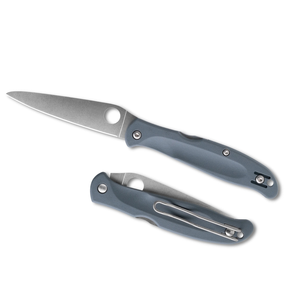 Couteaux pliants professionnels gris avec lame argentée tranchante, manche lisse et profilé, ouverture circulaire pour le pouce et métal portable - Product Image 2