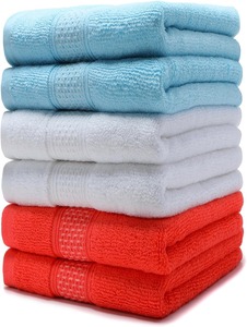 Serviettes de bain en coton de couleur unie, rectangulaires, simples, à séchage rapide, pour usage domestique, en bleu, blanc, rouge - Product Image 4