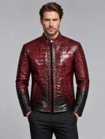 Vestes en cuir de crocodile personnalisées MH, vestes en cuir coupe-vent pour hommes, vestes en cuir PU, veste bomber pour motards, vêtements de rue