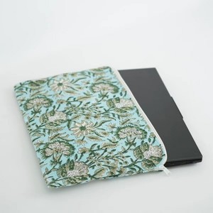 <b>Laptop</b> Sleeve with Zipper Closure Protective Textile <b>Case</b> for <b>Laptops</b> Classic Style Light Blue Green Pattern - Product Image 1